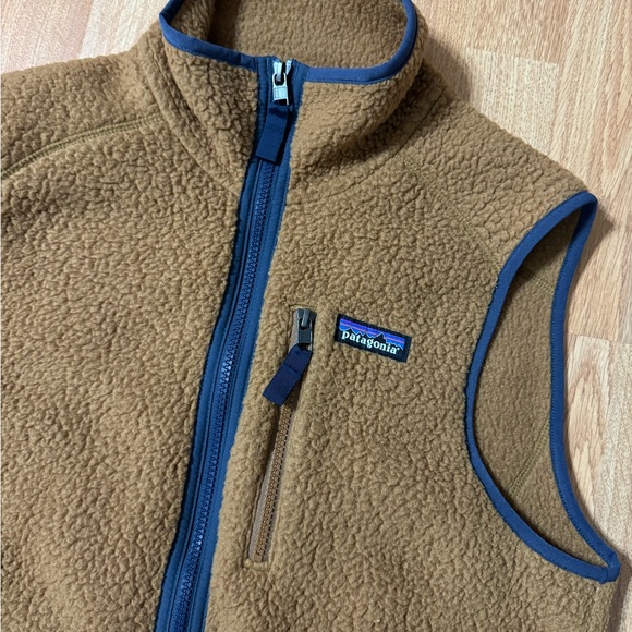 Patagonia Vest Adult Small Beige Retro Pile Full Zip Pocket Deep Fleece Outdoor - Picture 2 of 9
